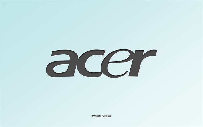 Logo Acer, fond blanc bleu, logo carbone Acer, texture de papier blanc bleu, embl&#232;me Acer, Acer