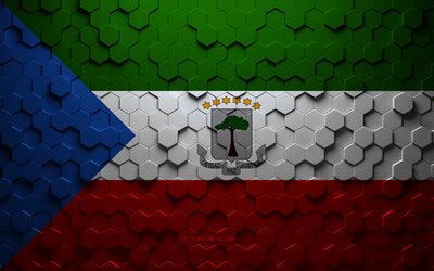 Flag of Equatorial Guinea, honeycomb art, Equatorial Guinea hexagons flag, Equatorial Guinea, 3d hexagons art, Equatorial Guinea flag