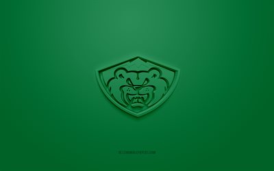 Everett Silvertips, creative 3D logo, green background, 3d emblem, American hockey team club, WHL, Everett, Washington, USA, Canada, 3d art, hockey, Everett Silvertips 3d logo