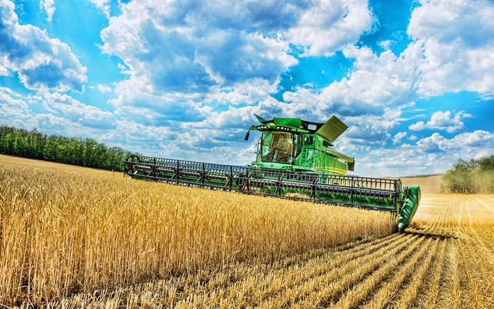 John Deere S790i, 4k, mietitrebbia, 2021 combina, grano, raccolto, concetti, agricoltura concetti, John Deere