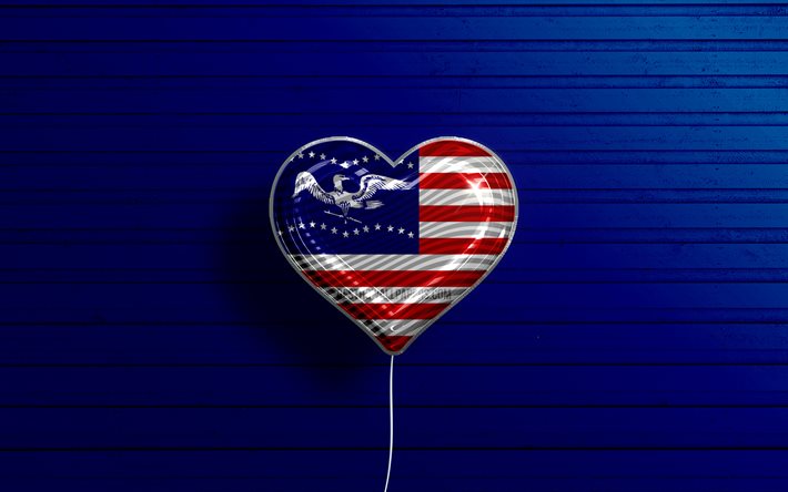 Jag &#196;lskar Fremont, Kalifornien, 4k, realistiska ballonger, bl&#229; tr&#228; bakgrund, amerikanska st&#228;der, flaggan i Fremont, ballong med flagga, Fremont flagga, Fremont, St&#228;der i USA