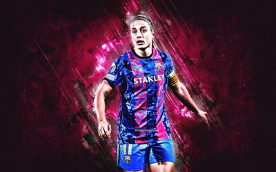 Alexia Putellas, FC Barcelona, Spanish soccer player, burgundy stone background, football, Spain