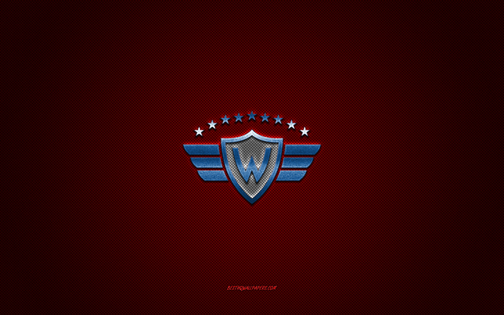 CD Jorge Wilstermann, Bolivia football club, blue logo, red carbon fiber background, Bolivian Primera Division, football, Cochabamba, Bolivia, CD Jorge Wilstermann logo