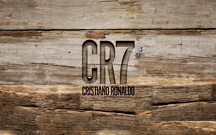 cristiano ronaldo puinen logo, 4k, cr7, puiset taustat, jalkapallot&#228;hdet, cristiano ronaldon logo, cr7 logo, luova, puunveisto, cristiano ronaldo