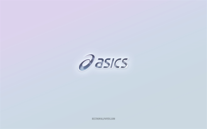Asics logo, cut out 3d text, white background, Asics 3d logo, Asics emblem, Asics, embossed logo, Asics 3d emblem