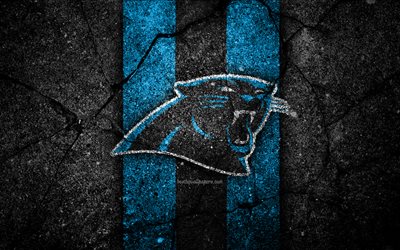 4k, Carolina Panthers, logo, black stone, NFL, NFC, american football, USA, art, asphalt texture, South Division