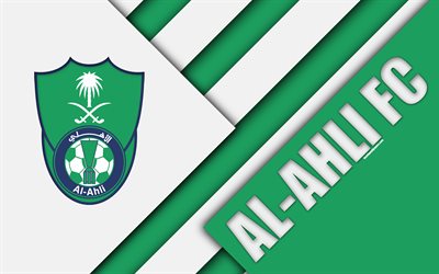 al-ahli saudi-fc -, 4k -, gr&#252;n-wei&#223;en abstraktion, logo, saudi arabian football club, material, design, jeddah, saudi-arabien, fu&#223;ball, saudi professional, alahli saudi club