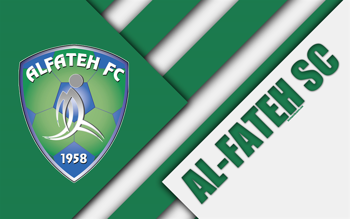 Al-SCファテフ, 4k, 緑白色の抽象化, ロゴ, サウジアラビアのサッカークラブ, 材料設計, エルKhasa, サウジアラビア, サッカー, サウジプロ