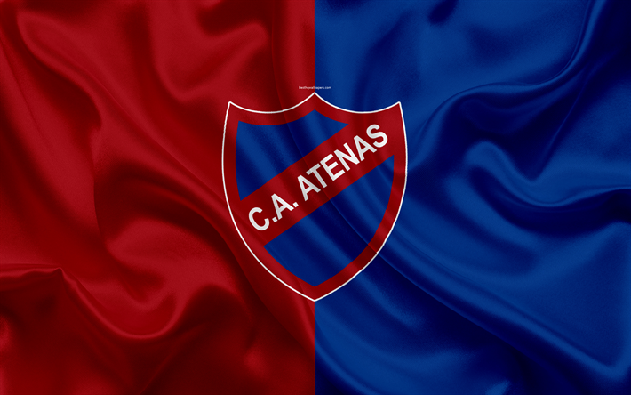 Ateena San Carlos, 4k, Uruguayn football club, silkki tekstuuri, logo, tunnus, sininen punainen lippu, San Carlos, Uruguay, Uruguayn P&#228;&#228;sarjassa, jalkapallo