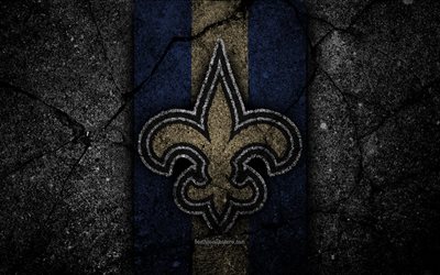 4k, New Orleans Saints, logo, black stone, NFL, NFC, american football, USA, art, asphalt texture, South Division