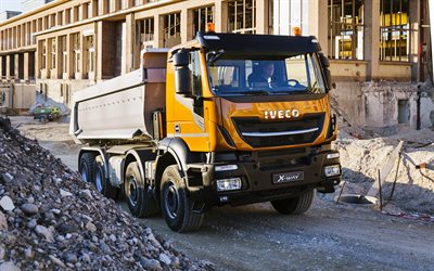 4k, Iveco Stralis X-Way, 2018 camion, benne, 8x4, le transport de fret, Iveco