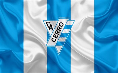 CA سيرو, 4k, أوروغواي لكرة القدم, نسيج الحرير, شعار, الأزرق الراية البيضاء, مونتيفيديو, أوروغواي, أوروغواي الدرجة الأولى, كرة القدم