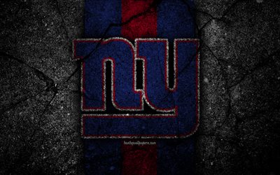 4k, New York Giants, logo, black stone, NFL, NFC, american football, USA, NY Giants, asphalt texture, East Division