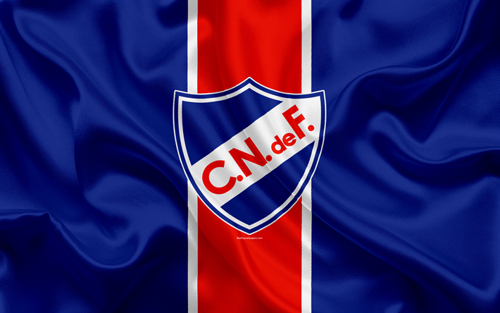 Club Nacional de Football, 4k, Uruguayan football club, silk texture, logo, emblem, blue red flag, Montevideo, Uruguay, Uruguayan Primera Division, football, Club Nacional FC