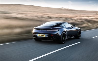 Aston Martin DB11 AMR, 2019, exterior, rear view, luxury black coupe, tuning, new black DB11, British sports cars, Aston Martin