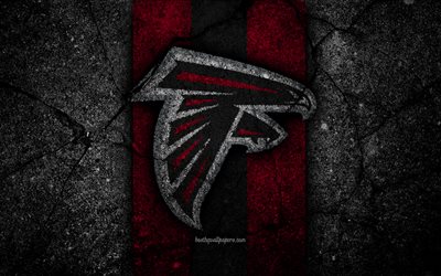 4k, Atlanta Falcons, logotyp, svart sten, NFL, amerikansk fotboll, USA, National Football League, American Conference