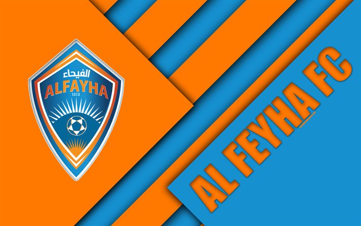 Al-Fayha FC, 4k, arancione blu astrazione, logo, Saudi Arabian football club, il design dei materiali, Al-Majma, Arabia Saudita, calcio, Arabia Professionale