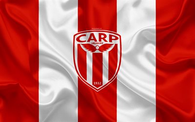 Club Atl&#233;tico River Plate, 4k, Uruguay, club de f&#250;tbol, textura de seda, logotipo, emblema, color rojo de la bandera blanca, Montevideo, Primera Divisi&#243;n, f&#250;tbol