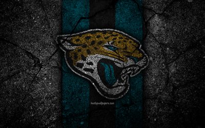 4k, Jacksonville Jaguars, logo, musta kivi, NFL, amerikkalainen jalkapallo, USA, asfaltti rakenne, National Football League, American Conference