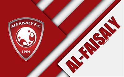 Al-Faisaly FC, 4k, red white abstraction, logo, Saudi Arabian football club, material design, Harma, Saudi Arabia, football, Saudi Professional