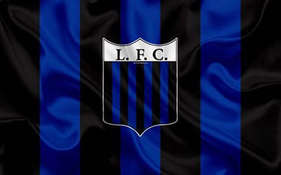 Liverpool FC Montevideo, 4k, Uruguay football club, siden konsistens, logotyp, emblem, blue black flag, Montevideo, Uruguay, Uruguays F&#246;rsta Divisionen, fotboll