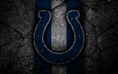 4k, Indianapolis Colts, logo, nero, pietra, NFL, football americano, USA, asfalto texture, Lega Nazionale di Football americano, American Conference