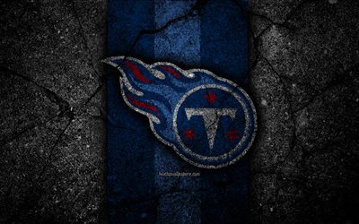 4k, Tennessee Titans, logo, black stone, NFL, american football, USA, asphalt texture, National Football League, American Conference