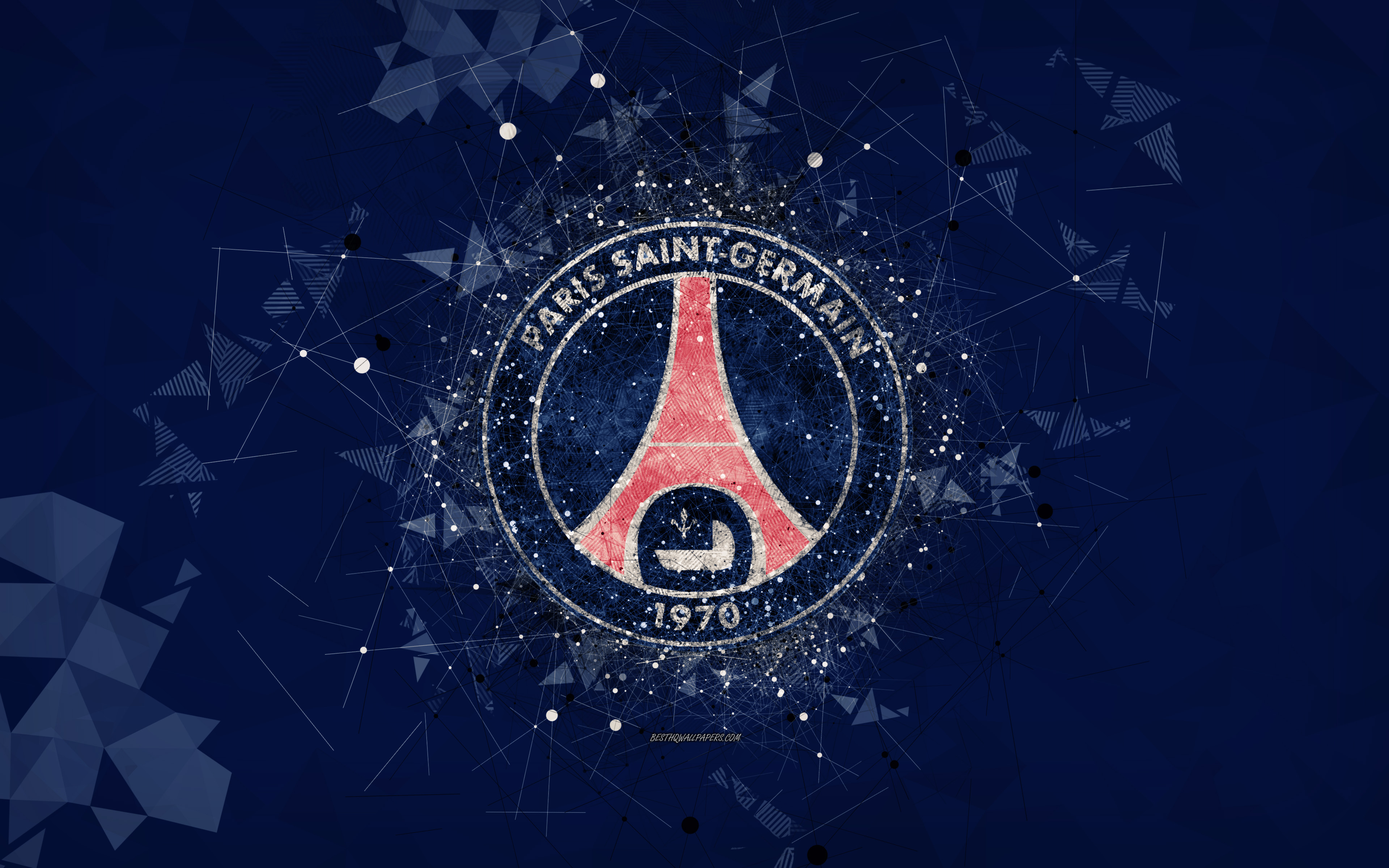 Download wallpapers PSG, Paris Saint-Germain, 4k, art logo, blue ...