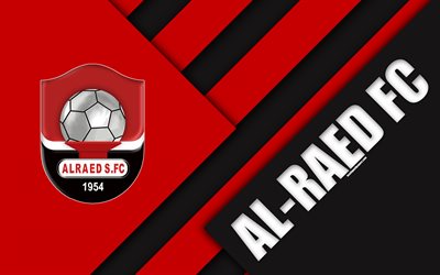 Al-Raed FC, 4k, vermelho preto abstra&#231;&#227;o, logo, A ar&#225;bia saudita e o futebol clube, design de material, Buraida, A Ar&#225;bia Saudita, futebol, Ar&#225;bia Profissional