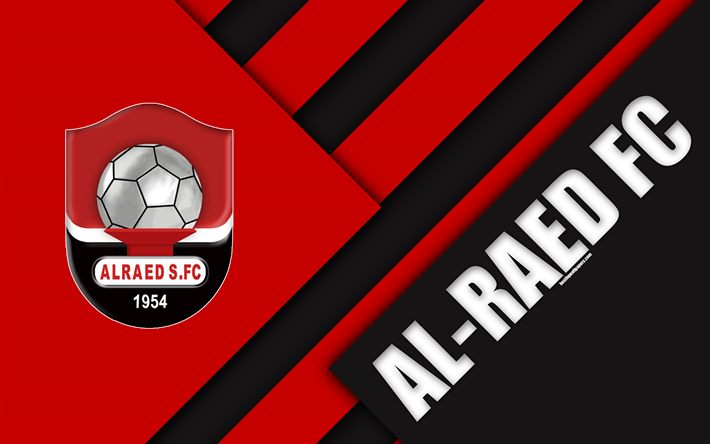 Al-Raed FC, 4k, rojo negro abstracci&#243;n, logotipo, Arabia saudita club de f&#250;tbol, dise&#241;o de materiales, Buraida, Arabia Saudita, f&#250;tbol, Arabia Profesional
