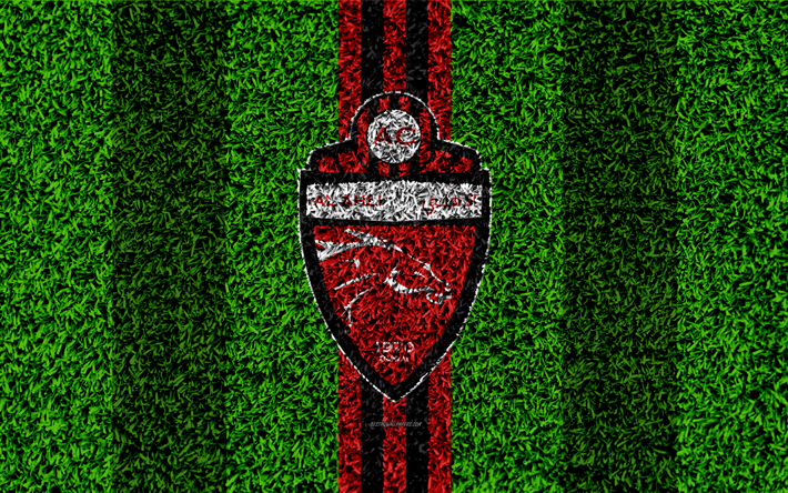 Shabab Al-Ahli FC Dubai, 4k, United Arab Emiratiska football club, logotyp, gr&#228;s konsistens, fotbollsplanen, r&#246;d svarta linjer, Dubai, F&#246;renade Arabemiraten, fotboll, UAE Pro-League, Persiska Viken League