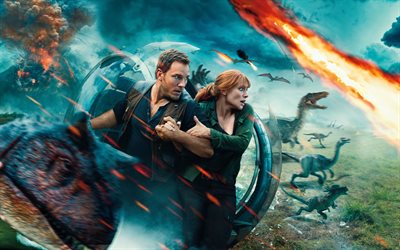 Jurassic World Fallen Kingdom, 2018, 4k, poster, new movie, Jurassic World 2, Bryce Dallas Howard, Chris Pratt