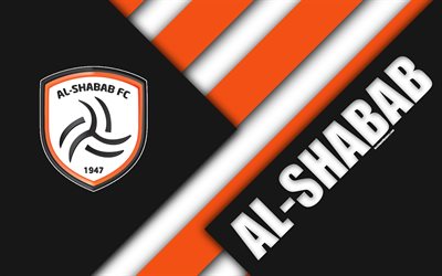 Al-Shabab FC, 4k, black abstraction, logo, Saudi Arabian football club, material design, Riyadh, Saudi Arabia, football, Saudi Professional