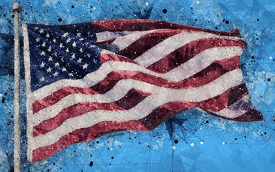Amerika, 4K, yaratıcı Amerikan bayrağı, bayrak, geometrik sanat, soyutlama, 4 Temmuz Bağımsızlık G&#252;n&#252; ABD bayrağı, Amerika Birleşik Devletleri