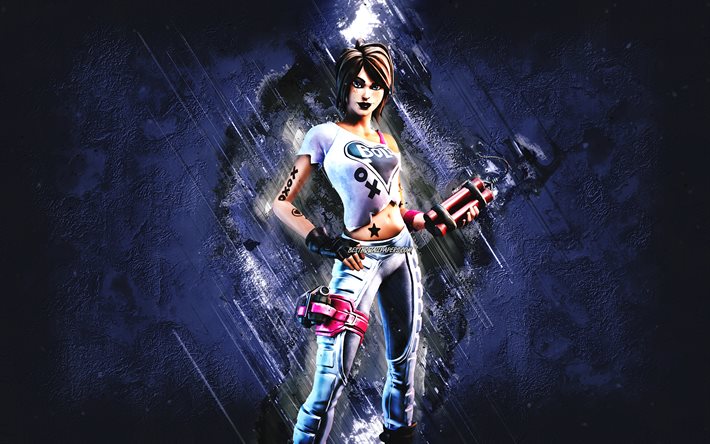 Fortnite Ghost TNTina Skin, Fortnite, personnages principaux, fond en pierre bleue, Ghost TNTina, Fortnite skins, Ghost TNTina Skin, Ghost TNTina Fortnite, Caract&#232;res Fortnite