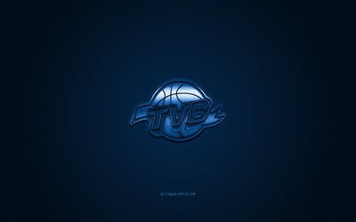 Universo Treviso Basket, Italian basketball club, blue logo, LBA, blue carbon fiber background, Lega Basket Serie A, basketball, Treviso, Italy, Universo Treviso Basket logo
