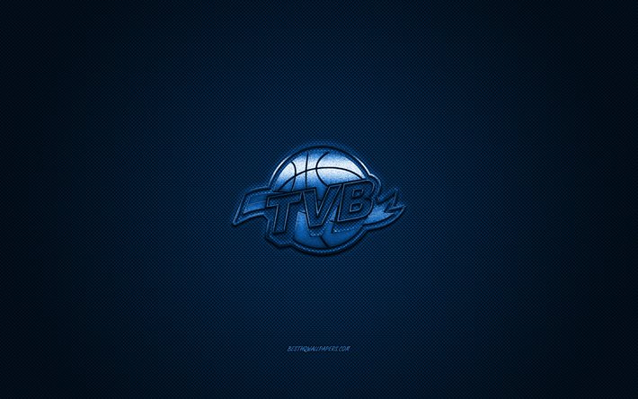 Universo Treviso Basket, Italian basketball club, blue logo, LBA, blue carbon fiber background, Lega Basket Serie A, basketball, Treviso, Italy, Universo Treviso Basket logo
