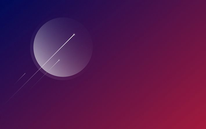 4k, cometas, lua, planos de fundo roxos, gal&#225;xia, minimalismo espacial, criativo