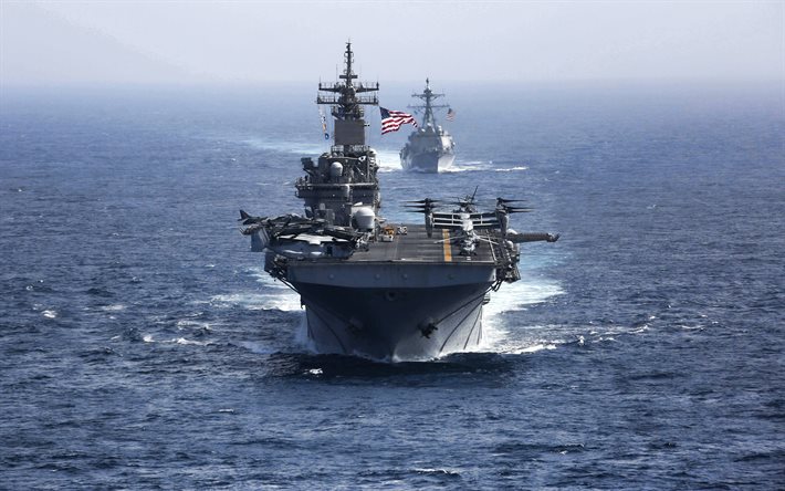 USSキアサージ, LHD-3, アメリカ海軍, 強襲揚陸艦, ワスプ級, アメリカの軍艦, アメリカの国旗, 米国