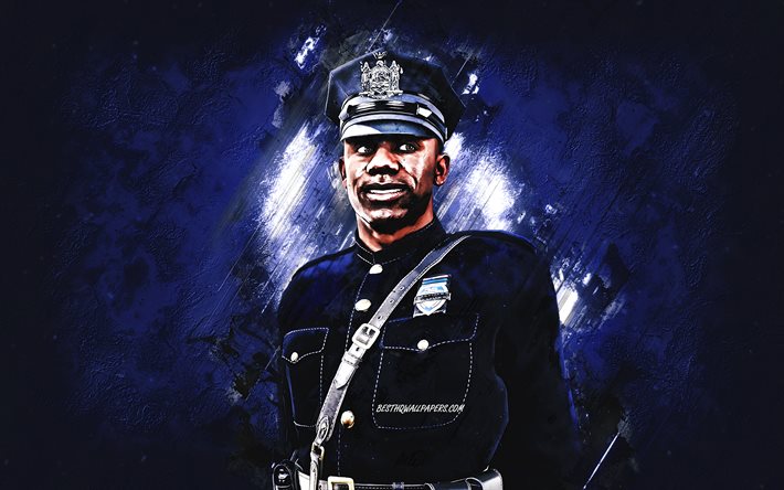 Jefferson Davis, 4K, blue stone background, Jefferson Davis art, Marvel comics, Officer Jeff Davis, NYPD, Jefferson Davis Marvel