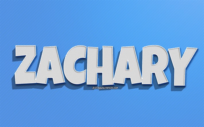 zachary, hintergrund mit blauen linien, hintergrundbilder mit namen, zachary-name, m&#228;nnliche namen, zachary-gru&#223;karte, strichzeichnungen, bild mit zachary-namen