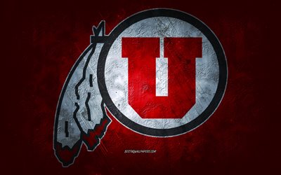 Utah Utes, Amerikan futbolu takımı, kırmızı arka plan, Utah Utes logosu, grunge sanat, NCAA, Amerikan futbolu, Utah Utes amblemi