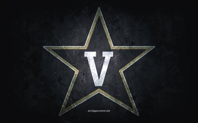 Vanderbilt Commodores, American football team, black background, Vanderbilt Commodores logo, grunge art, NCAA, American football, Vanderbilt Commodores emblem