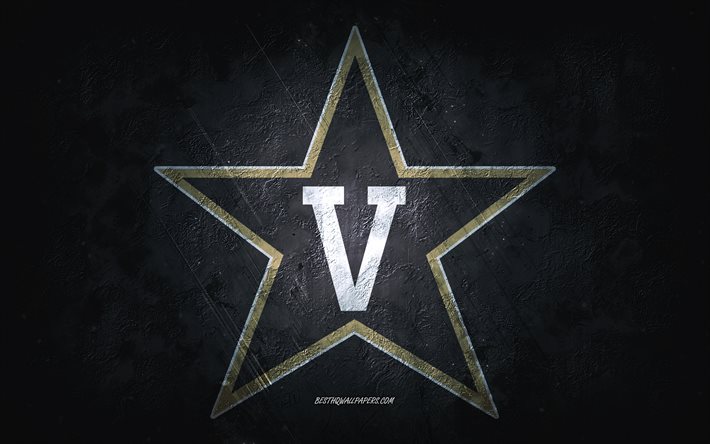Vanderbilt Commodores, Amerikan futbolu takımı, siyah arka plan, Vanderbilt Commodores logosu, grunge sanat, NCAA, Amerikan futbolu, Vanderbilt Commodores amblemi