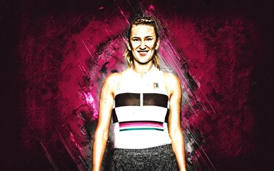 Victoria Azarenka, WTA, Belarusian tennis player, purple stone background, Victoria Azarenka art, tennis
