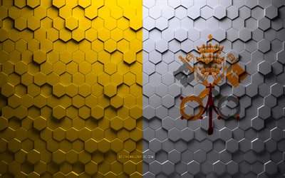 Flag of Vatican City, honeycomb art, Vatican City hexagons flag, Vatican City, 3d hexagons art, Vatican City flag