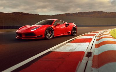 Ferrari 488 GTB, Novitec Rosso, el ajuste de Ferrari, coche de deportes, pista de carreras, los autos italianos, Ferrari