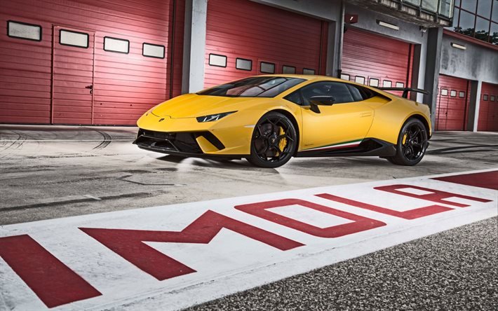 Lamborghini Huracan, 2017, amarelo Huracan, Supercar, Italiana de carros esportivos, Lamborghini