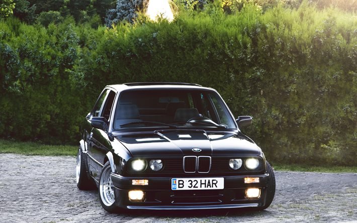 ضبط, BMW 3-Series, E30, السيارات الألمانية, منخفض رايدر, الأسود m3, الموقف, BMW