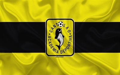 Korkeakoulujen Deportiva Cantolao, 4k, logo, silkki tekstuuri, Perun football club, keltainen musta lippu, Perun Primera Division, Callao, Peru, jalkapallo, AD Cantolao